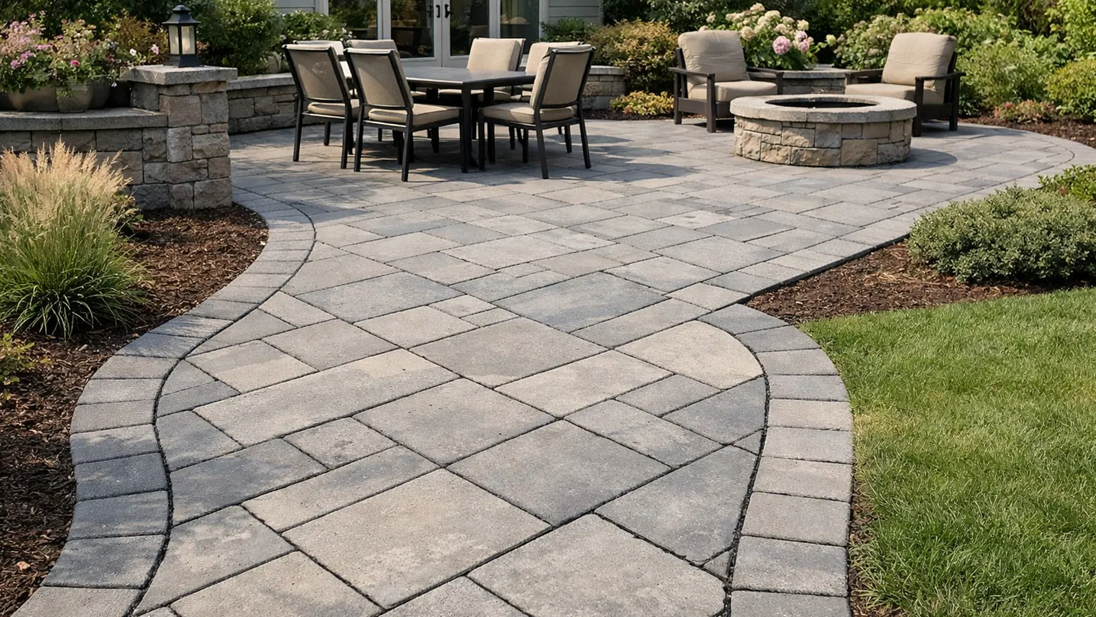 Outdoor surface designs using flexible systems and joints to accommodate natural soil movement.