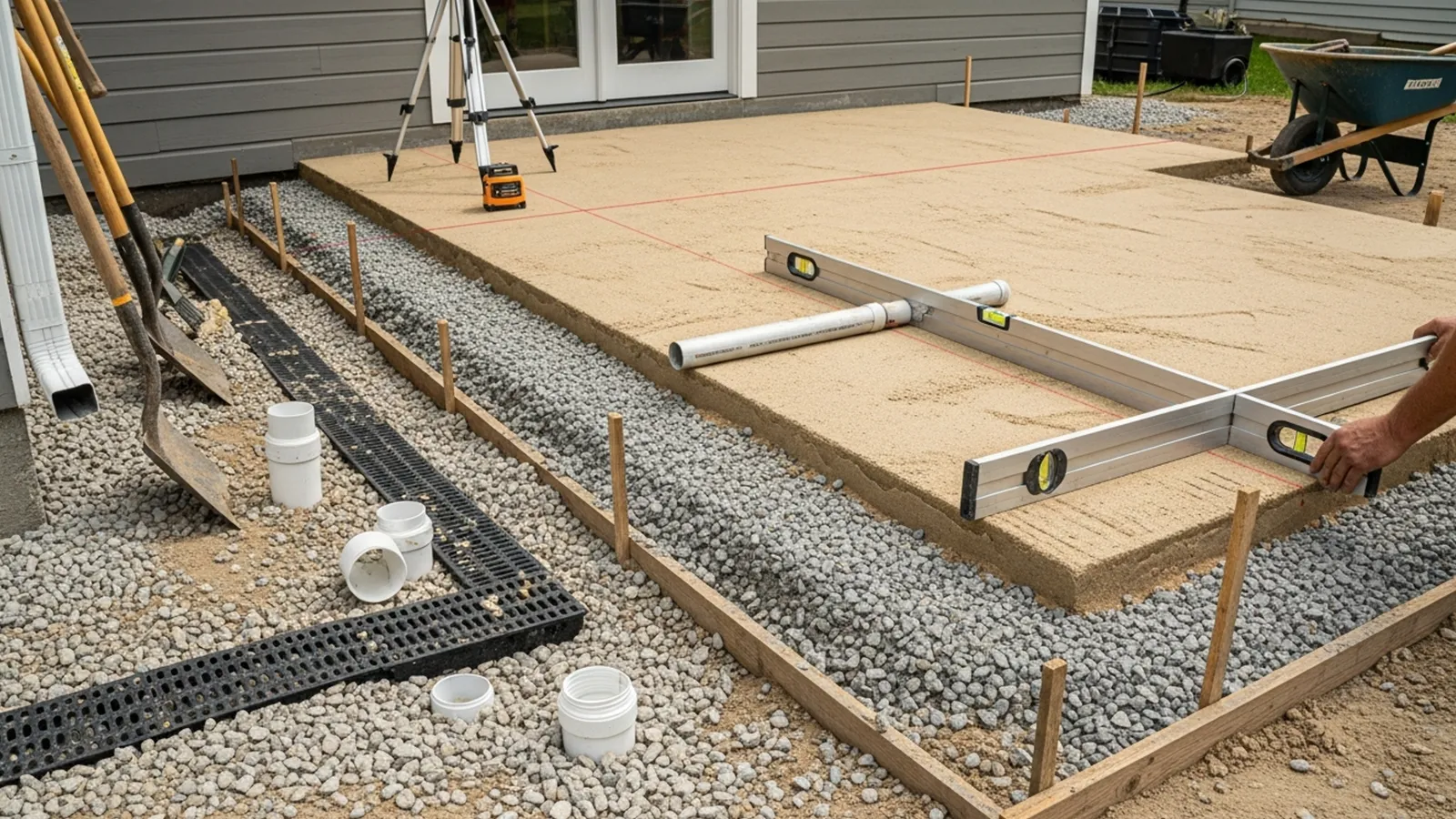 Properly prepared outdoor base and drainage design preventing future ground settling.