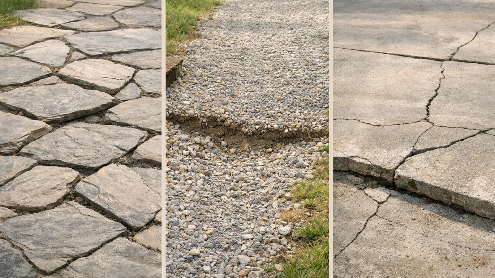 Outdoor surface and ground problems caused by soil movement and surface wear
