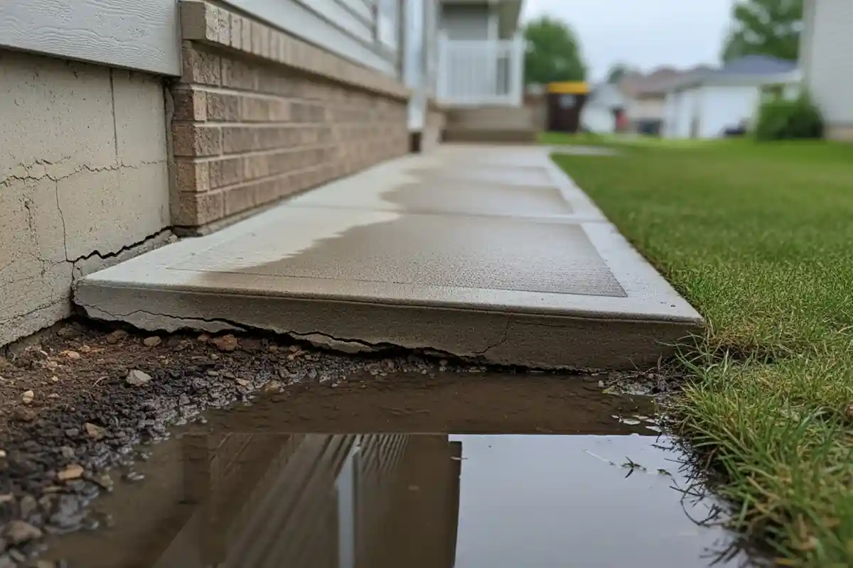 Early signs of foundation perimeter instability caused by repeated drainage issues.